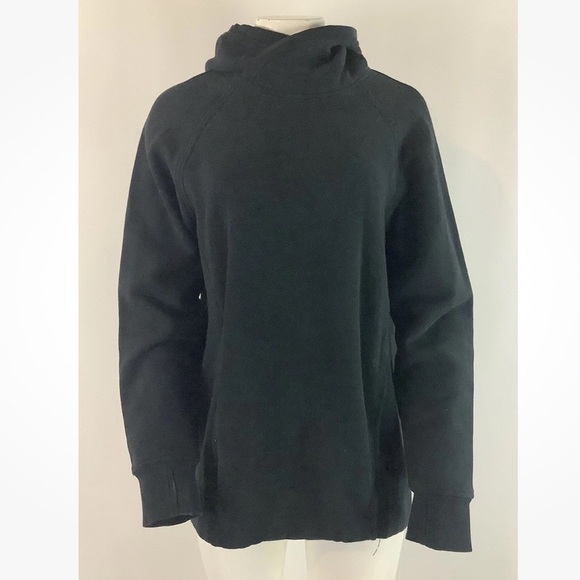 Lululemon Sz 12 Cotton Polyester Pullover Hoodie Black Side Pocket Soft Feel - Picture 1 of 6